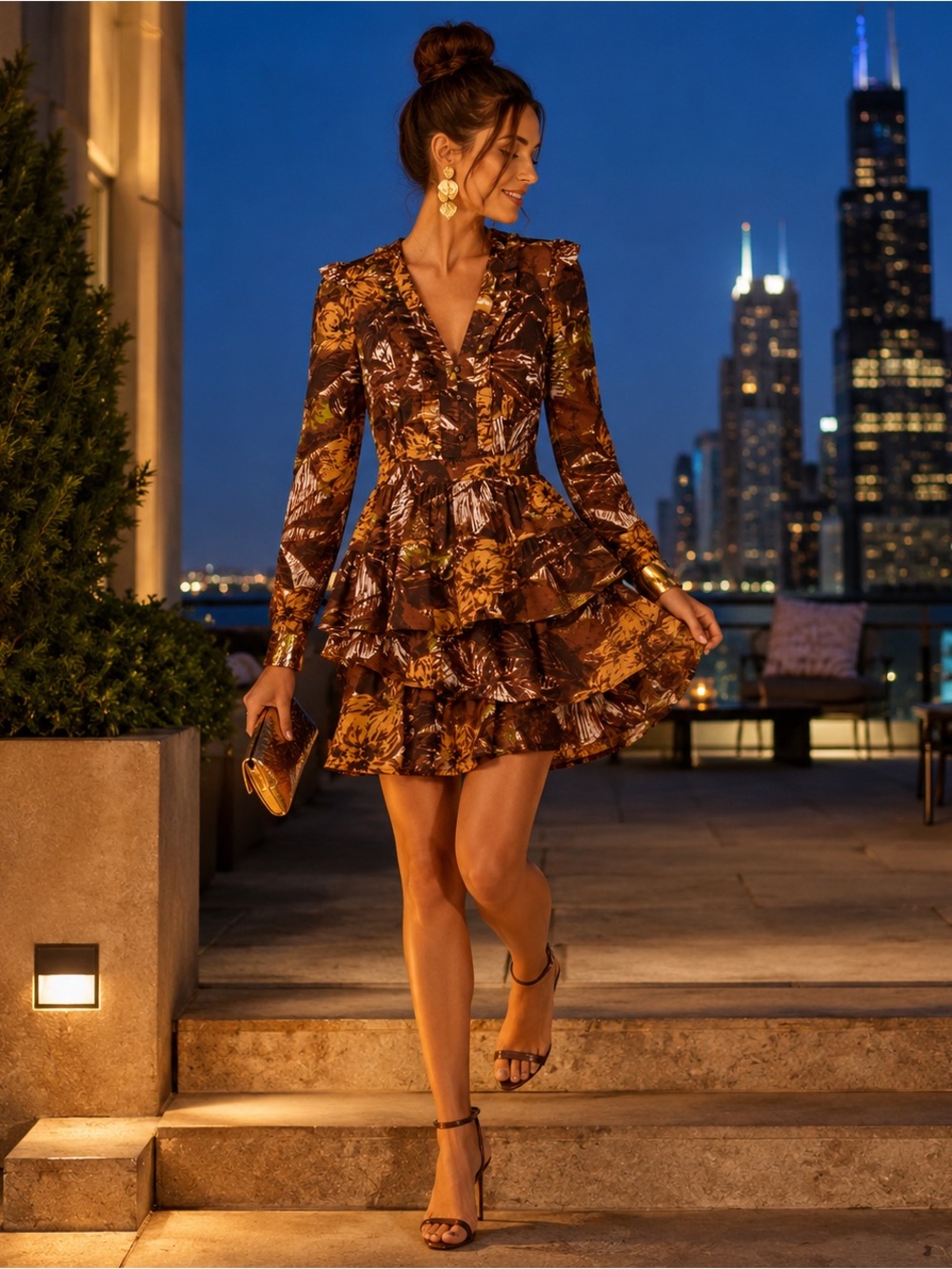 Walter Baker Josephina Sierra Bloom Ruffle Mini Dress Size 0 NWT